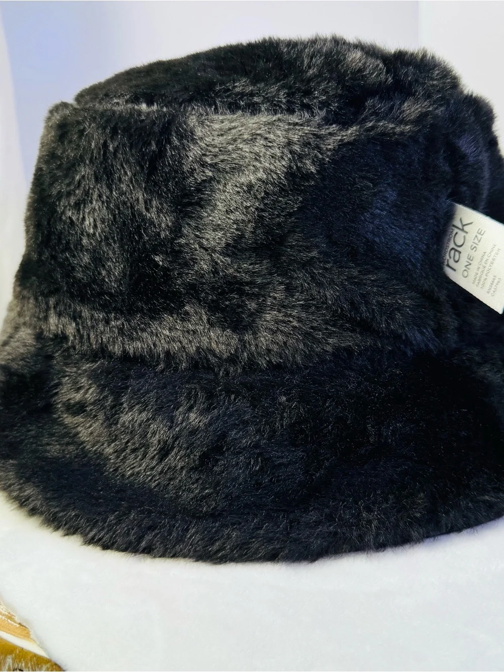 NWOT Nordstrom Rack Reversible Faux Fur Quilted Black Bucket Hat One Size Chic